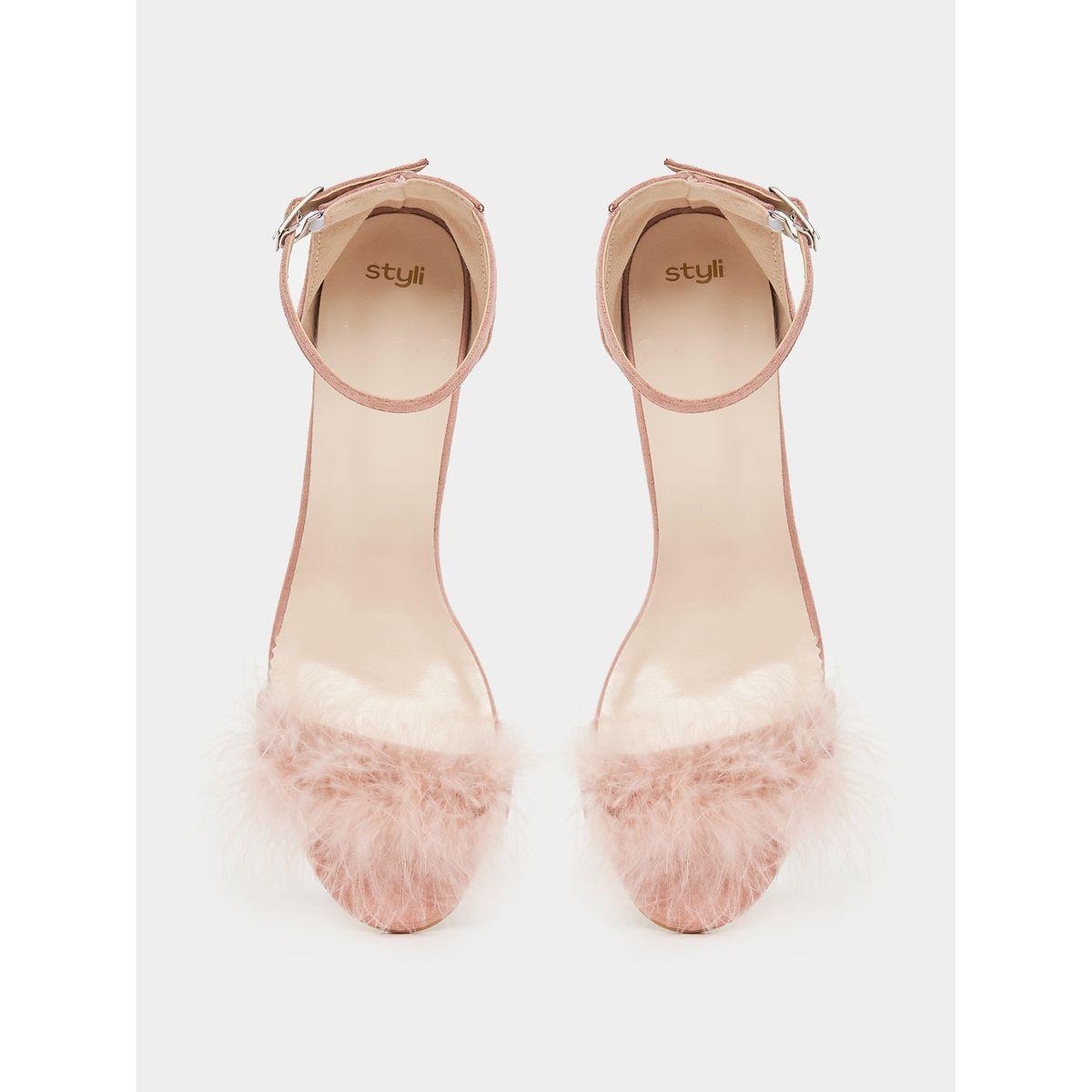 Styli Faux Fur Ankle Strap Block Heel Sandals-women-shoes-heels-image-5