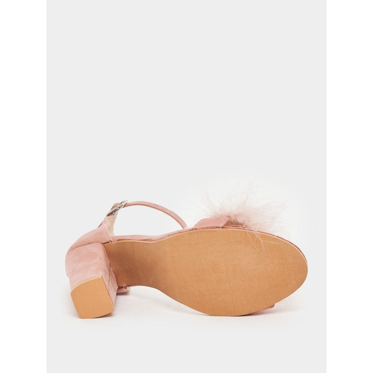 Styli Faux Fur Ankle Strap Block Heel Sandals-women-shoes-heels-image-7