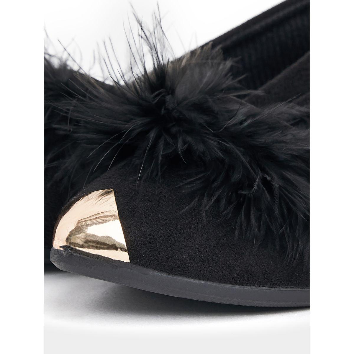 Styli Faux Feather Cap Pointed Toe Shoes-women-shoes-heels-image-5