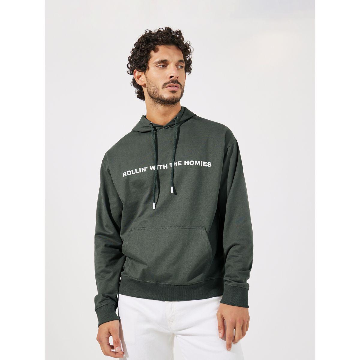 Styli Slogan Text Print Relaxed Fit Hoodie-men-winterwear-hoodiesandsweatshirts-image-1