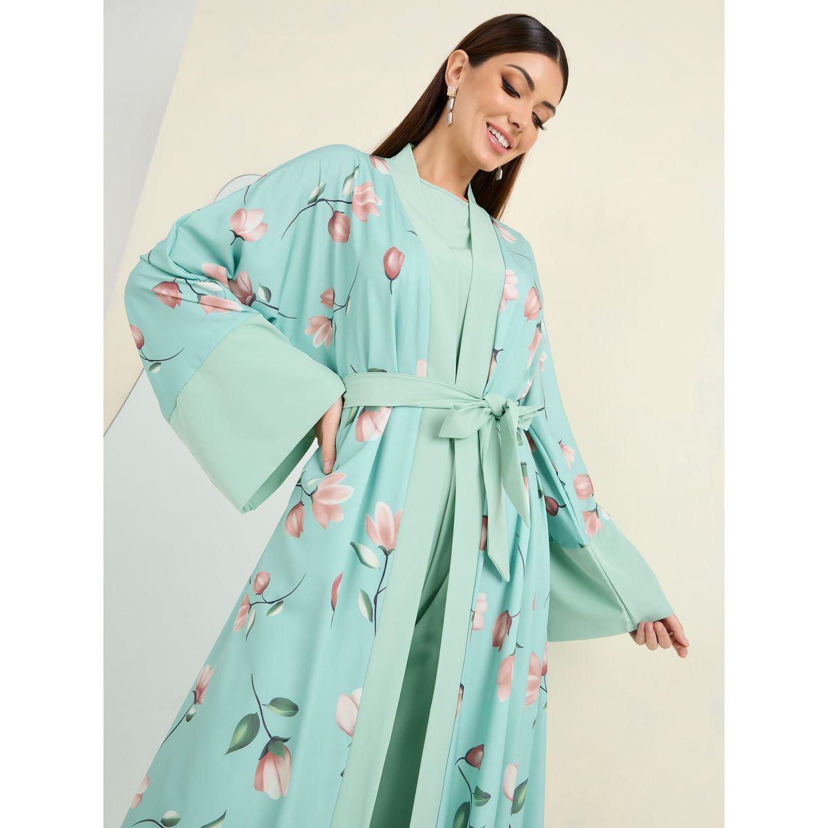 Styli Floral Print Tie Up Abaya & Jumpsuit Modest Set-women-clothing-dresses-image-2