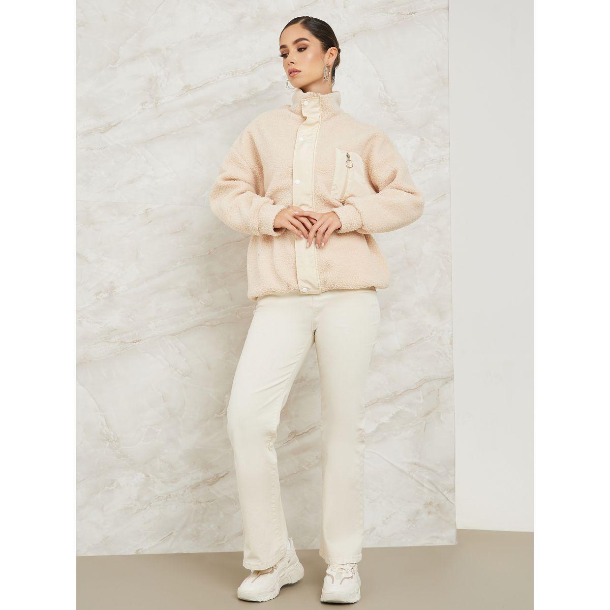 Styli Elevate Regular Fit Fleece Jacket With Zip Pocket-women-winterwear-coatsandjackets-jackets-image-3