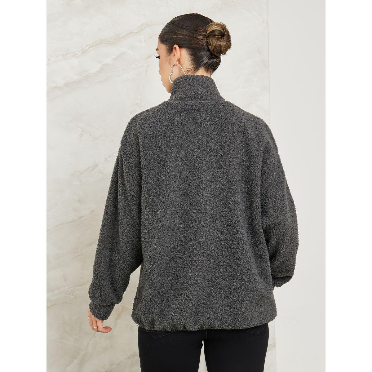 Styli Elevate Regular Fit Fleece Jacket With Zip Pocket-women-winterwear-coatsandjackets-jackets-image-5