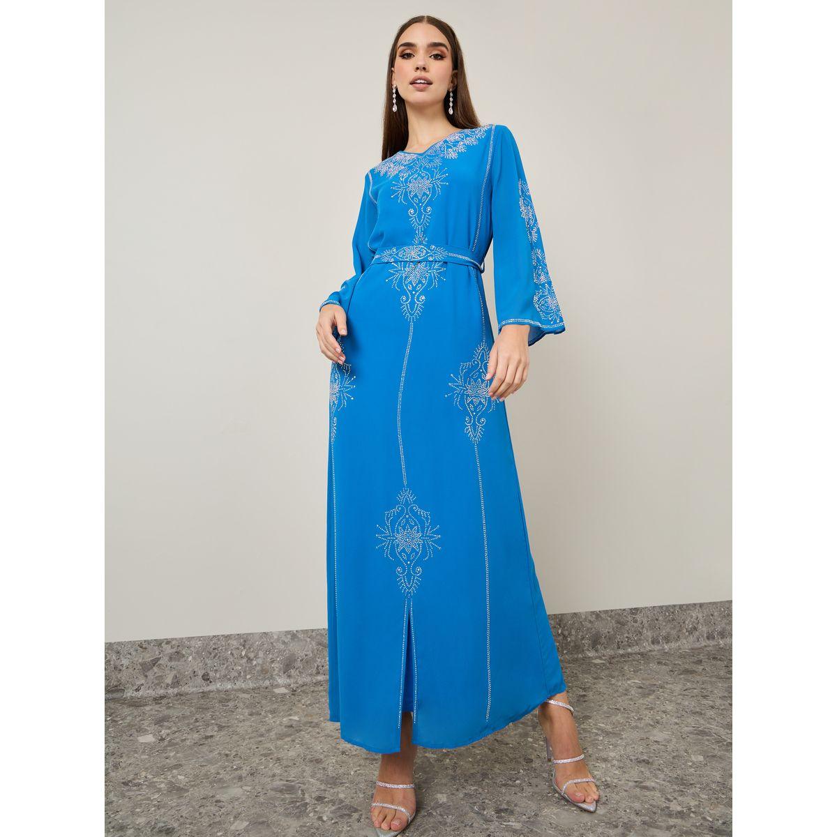 Styli Embellished Tie Up Jalabiya-women-arabicclothing-jalabiyas-image-1