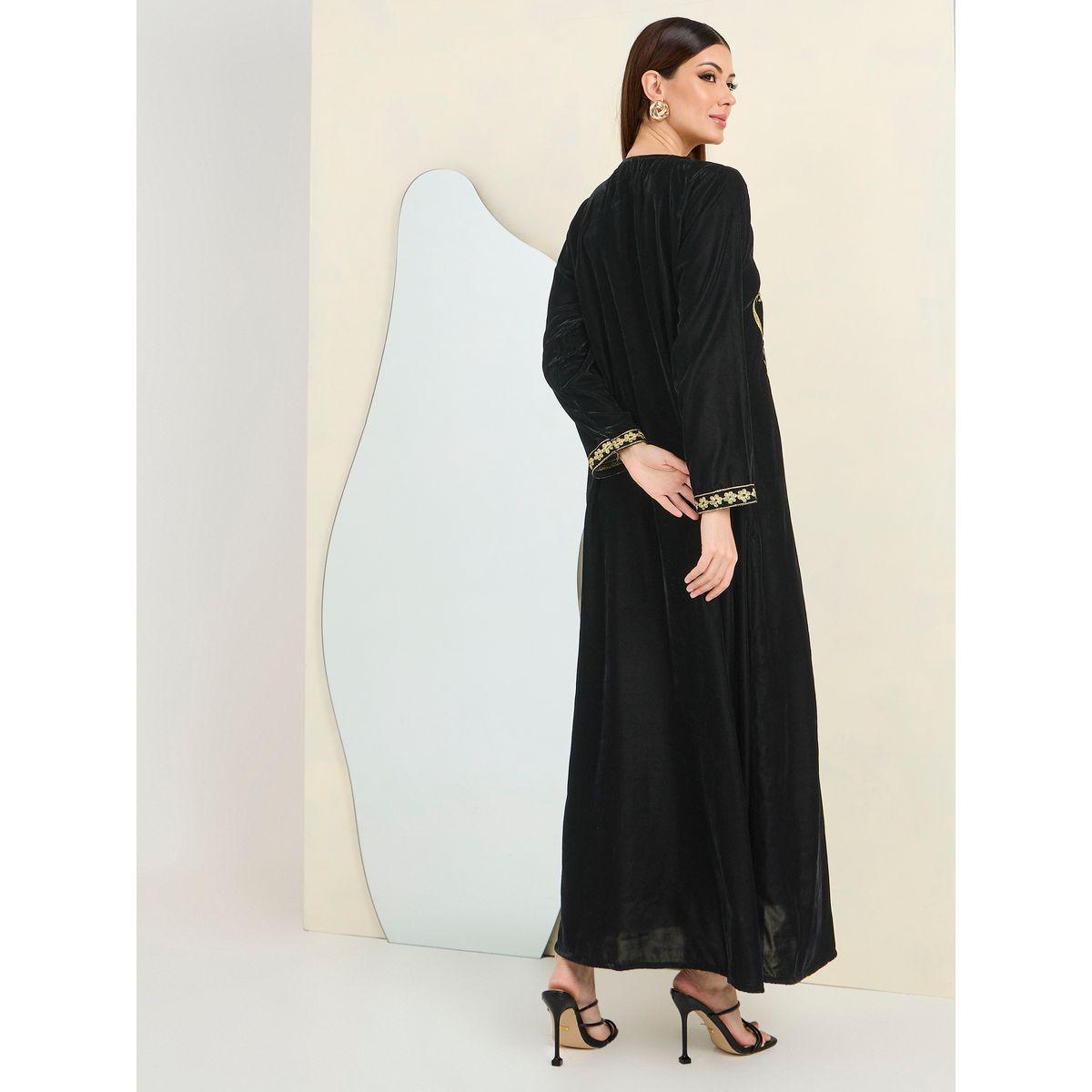 Maxim Creation X Styli Embroidered Panel Velvet Look Jalabiya-women-arabicclothing-jalabiyas-image-4