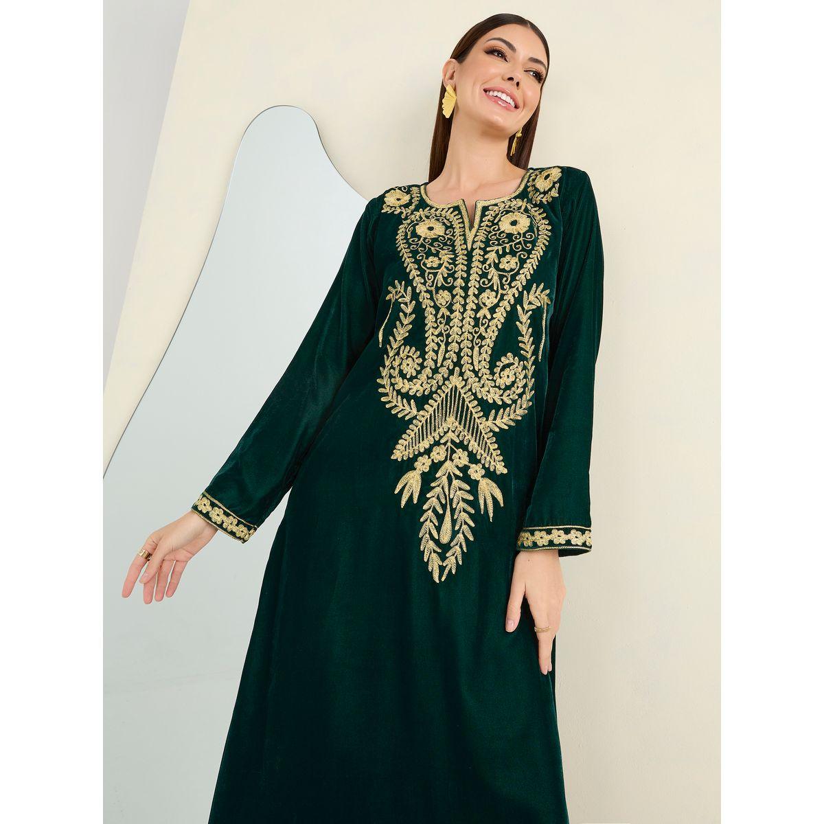 جلابية طويلة بتداخلات مطرزة ماكسيم كرييشن × ستايلي-women-arabicclothing-jalabiyas-image-2