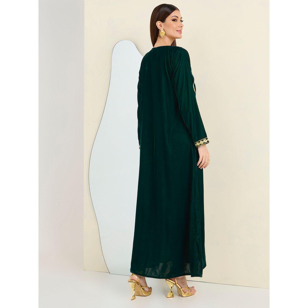 جلابية طويلة بتداخلات مطرزة ماكسيم كرييشن × ستايلي-women-arabicclothing-jalabiyas-image-4