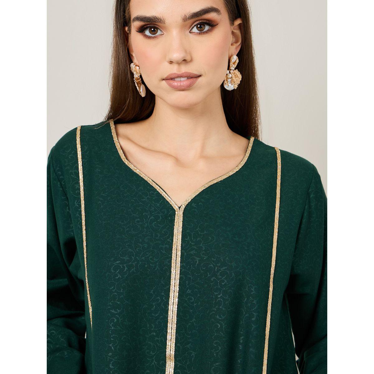 جلابية جاكار بتفاصيل مطرزة ماكسيم كرييشن × ستايلي-women-arabicclothing-jalabiyas-image-4