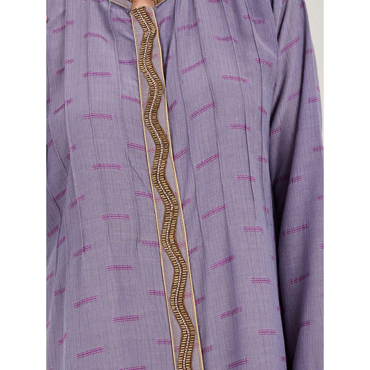 Maxim Creation X Styli Embellished Trim Textured Jalabiya-women-arabicclothing-jalabiyas-image-4