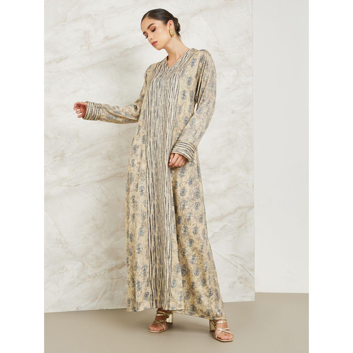 Maxim Creation X Styli All Over Block Print Jalabiya-women-arabicclothing-jalabiyas-image-1