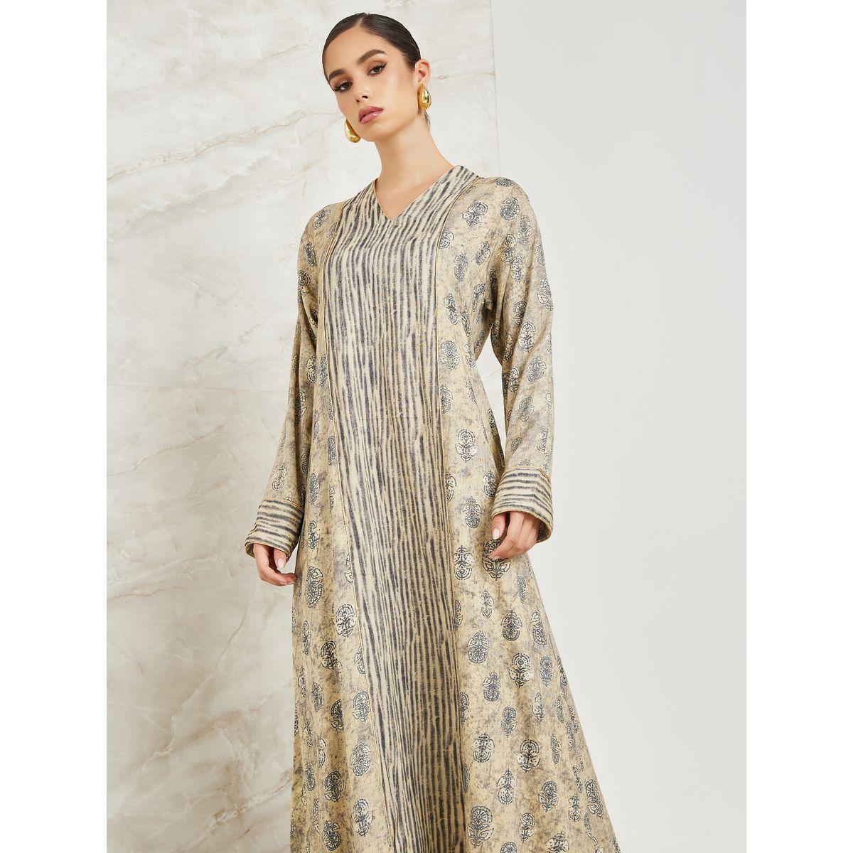 Maxim Creation X Styli All Over Block Print Jalabiya-women-arabicclothing-jalabiyas-image-2