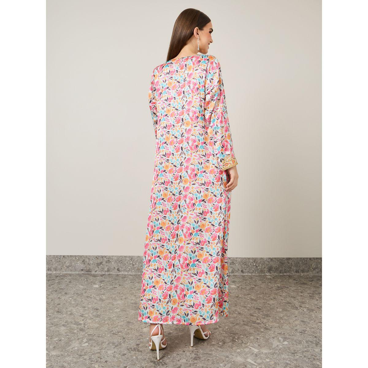 جلابية طويلة مطبعة بطبعة زهور-women-arabicclothing-jalabiyas-image-4