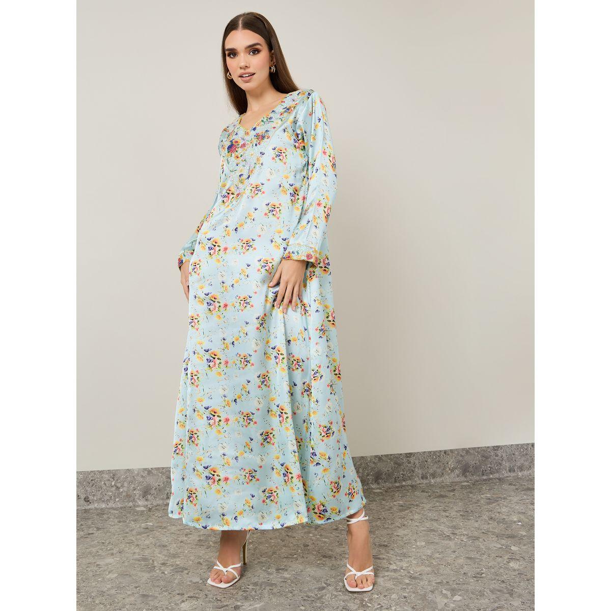 Printed Mukhawar Jalabiya with handwork-women-arabicclothing-jalabiyas-image-1