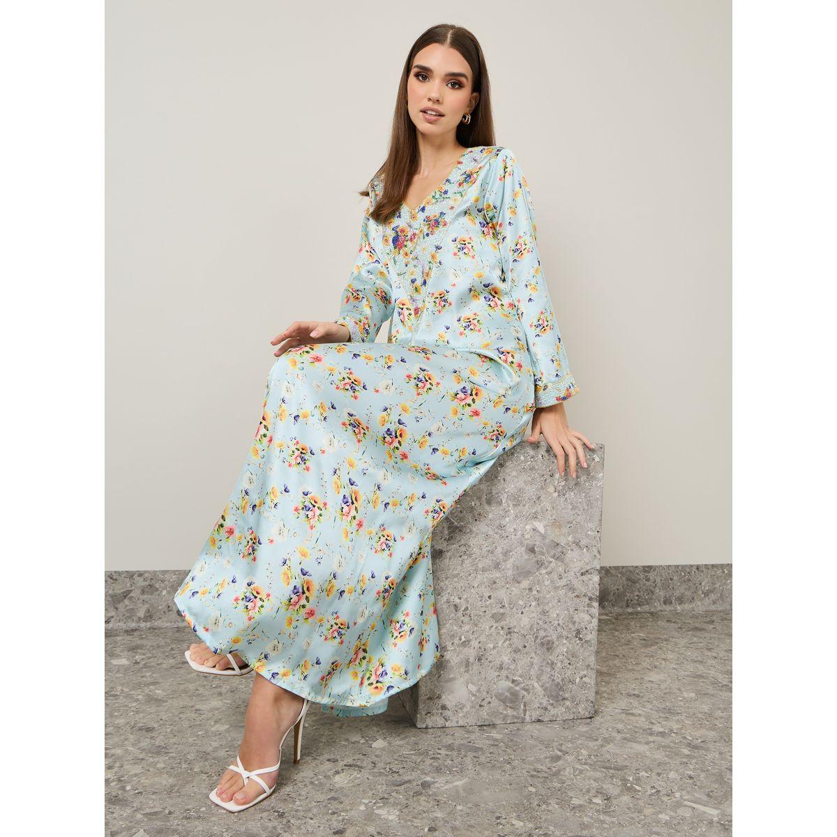 Printed Mukhawar Jalabiya with handwork-women-arabicclothing-jalabiyas-image-5