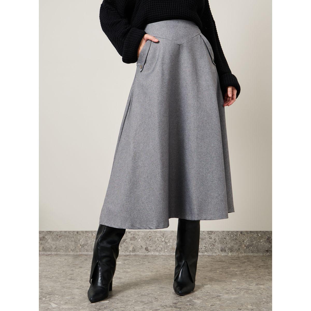 Styli Wide Waistband Wool Like A-Line Maxi Skirt-women-clothing-bottoms-skirts-image-1