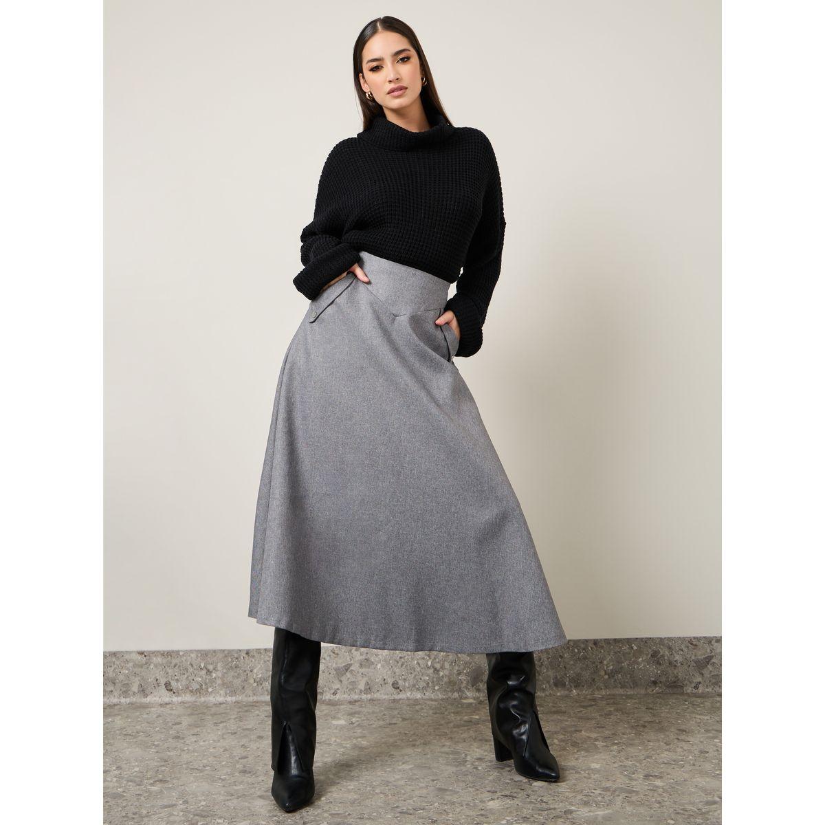 Styli Wide Waistband Wool Like A-Line Maxi Skirt-women-clothing-bottoms-skirts-image-2