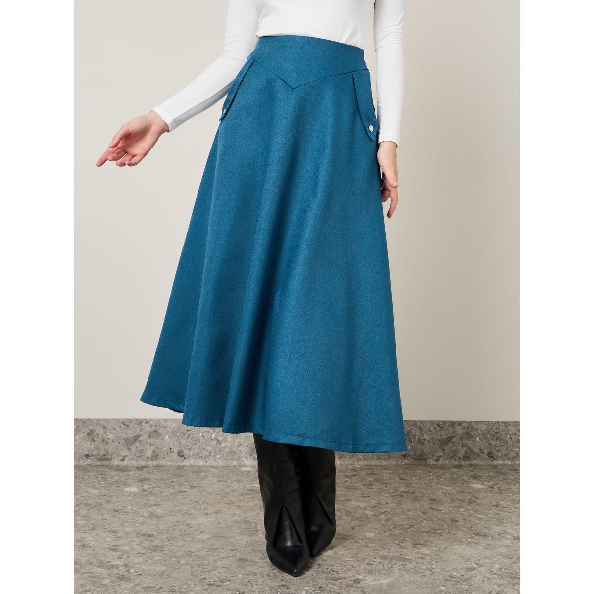Styli Wide Waistband Wool Like A-Line Maxi Skirt-women-clothing-bottoms-skirts-image-1