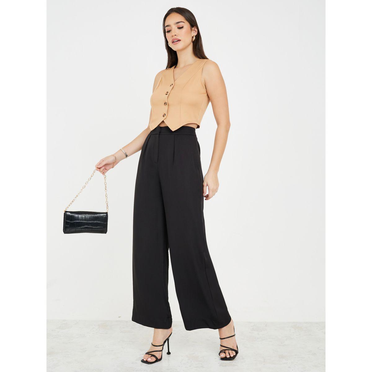 بنطال واسع الأرجل مزين بكسرات-women-clothing-bottoms-trousers-image-1