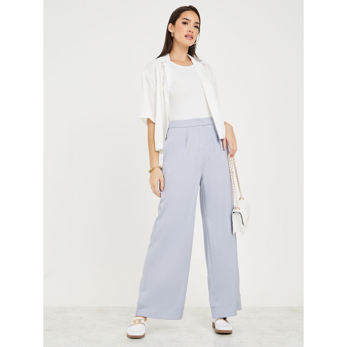 Styli Wide Leg Pants with Front Box Pleats-women-clothing-bottoms-trousers-image-1
