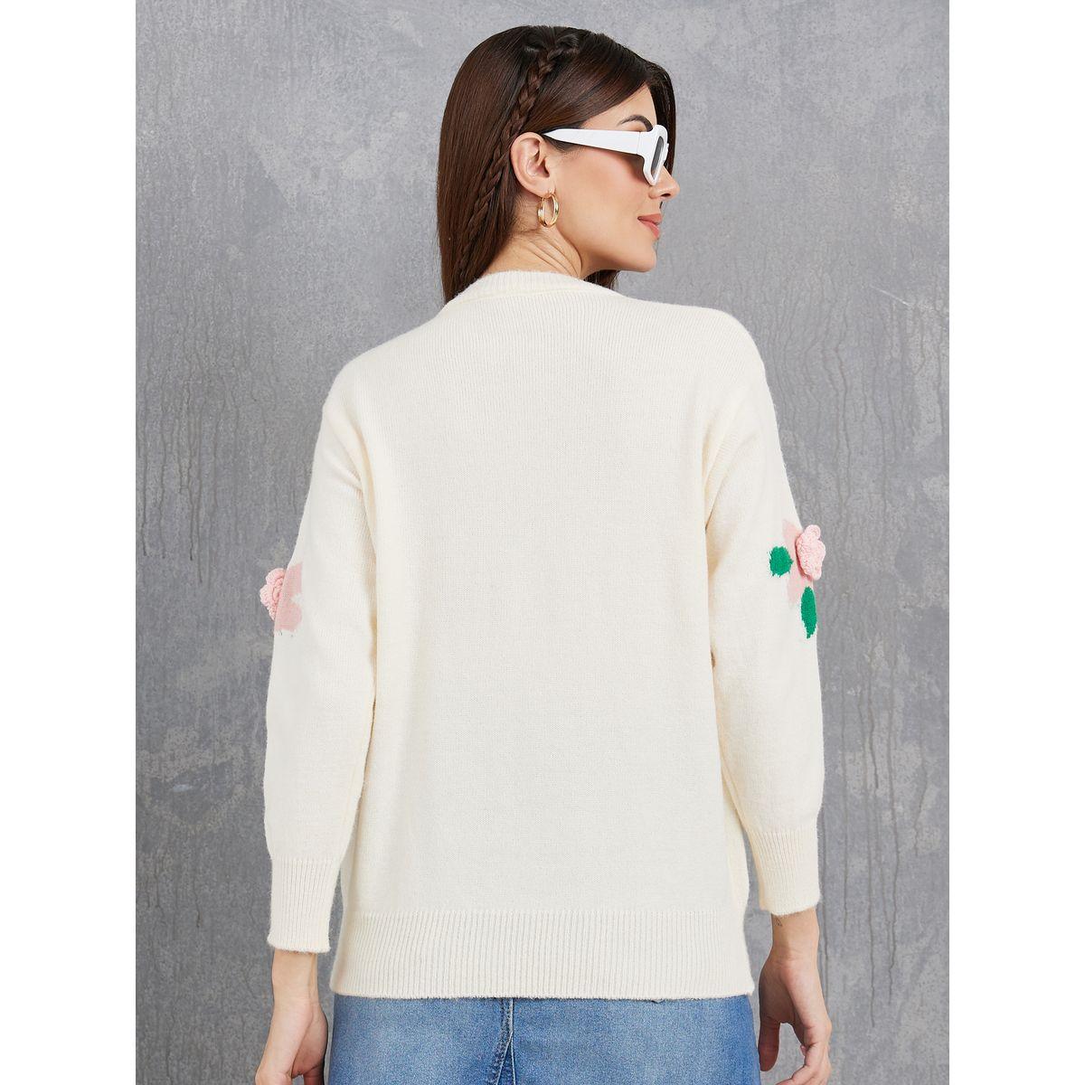 Styli Regular Fit Flower Applique Knit Sweater-women-clothing-cardigansandjumpers-jumpers-image-4