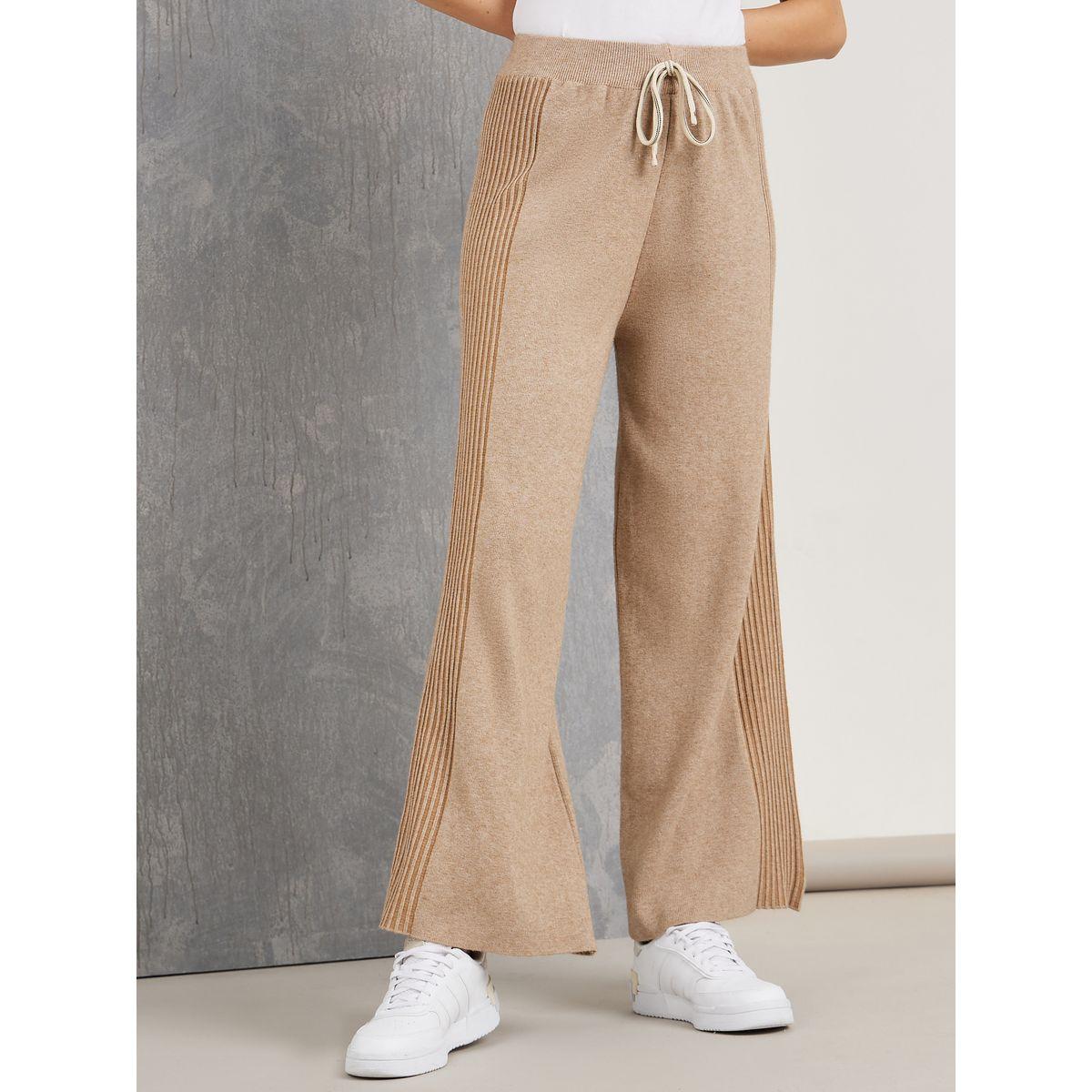 بنطال محبوك سادة بأرجل واسعة-women-clothing-bottoms-trousers-image-2