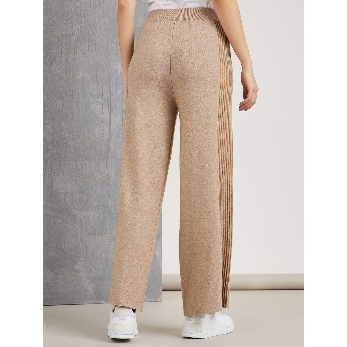 بنطال محبوك سادة بأرجل واسعة-women-clothing-bottoms-trousers-image-4