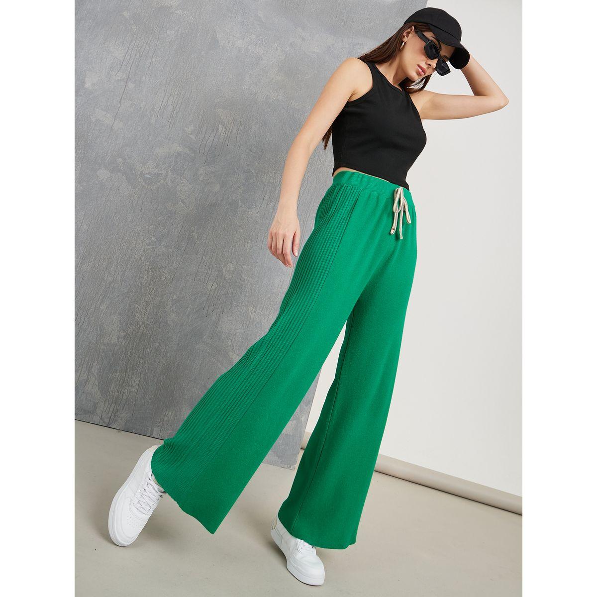 Styli Solid Wide Leg Knit Pants-women-clothing-bottoms-trousers-image-2