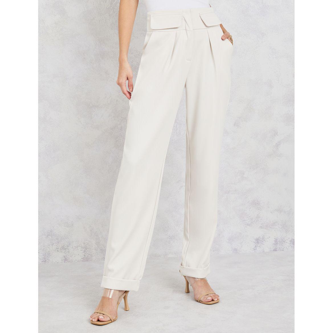 Styli High Rise Flap Detail Tapered Fit Pants with Pockets-women-clothing-bottoms-trousers-image-1