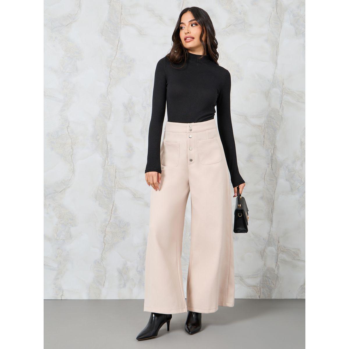 بنطال بأرجل واسعة وخصر عالي-women-clothing-bottoms-trousers-image-2