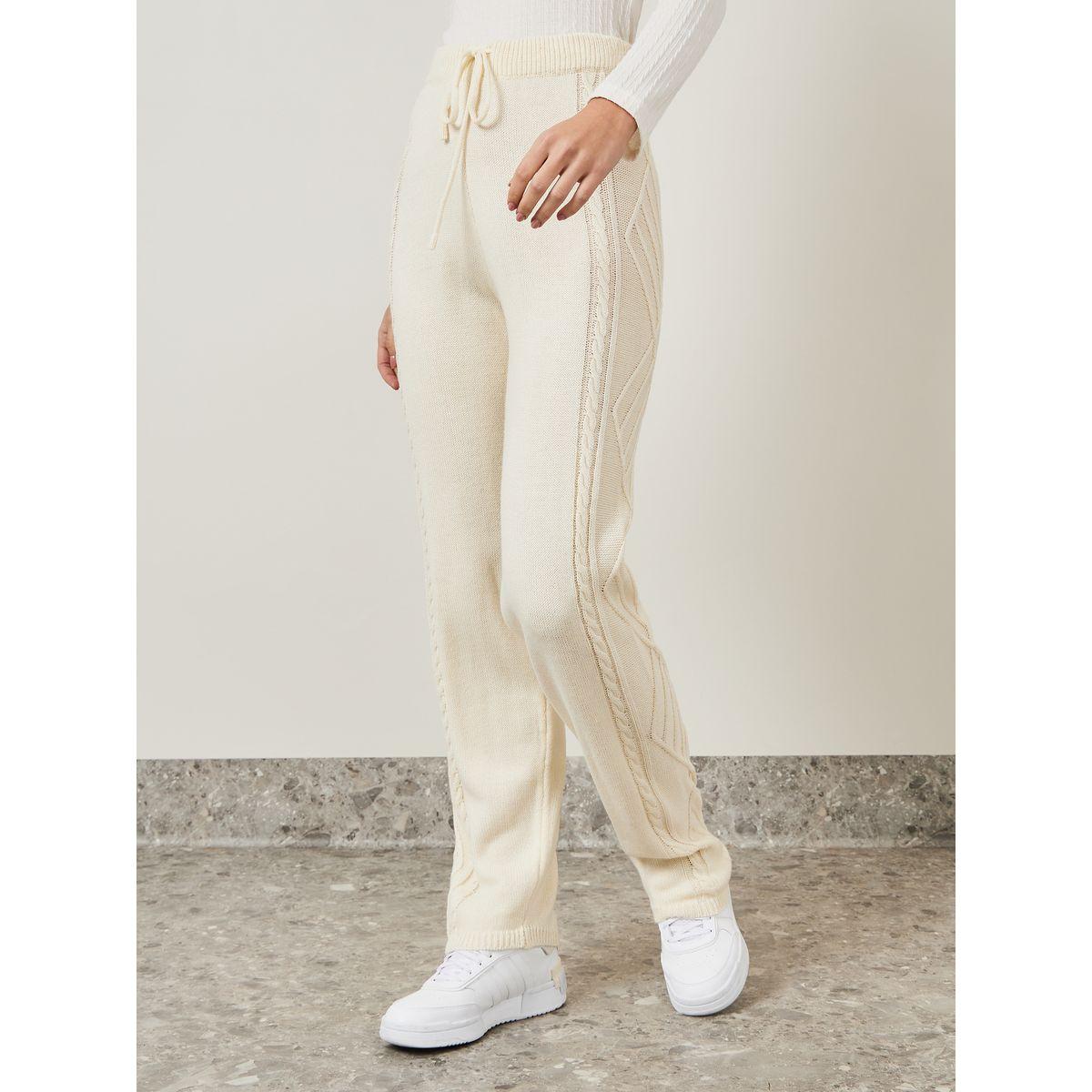 Styli Cable Knit Textured Pants with Drawstring-women-clothing-bottoms-trousers-image-2