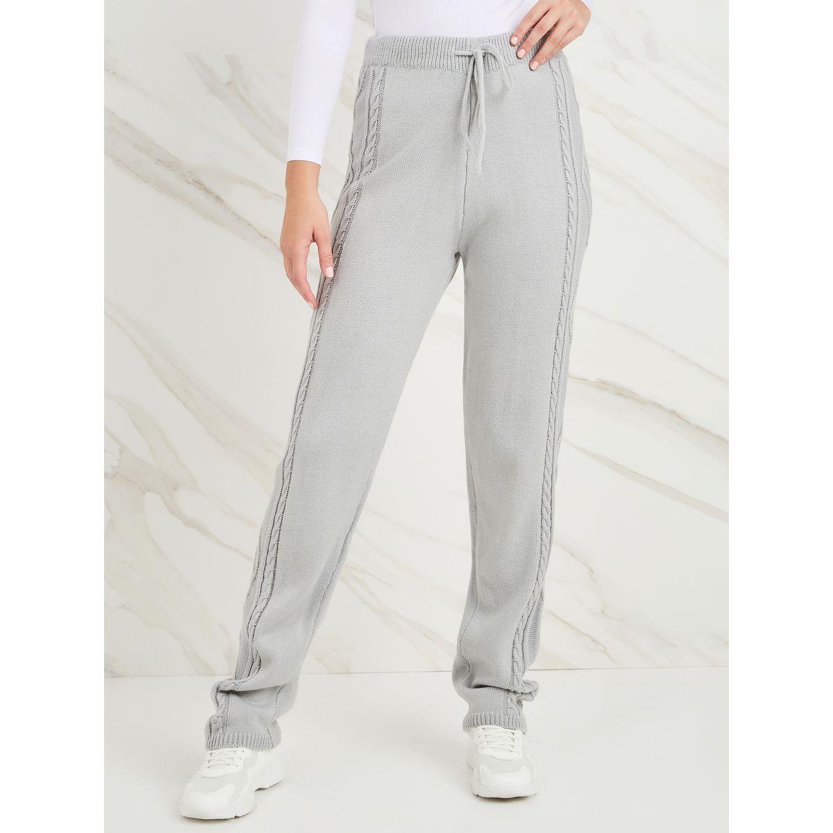 Styli Cable Knit Textured Pants with Drawstring-women-clothing-bottoms-trousers-image-1