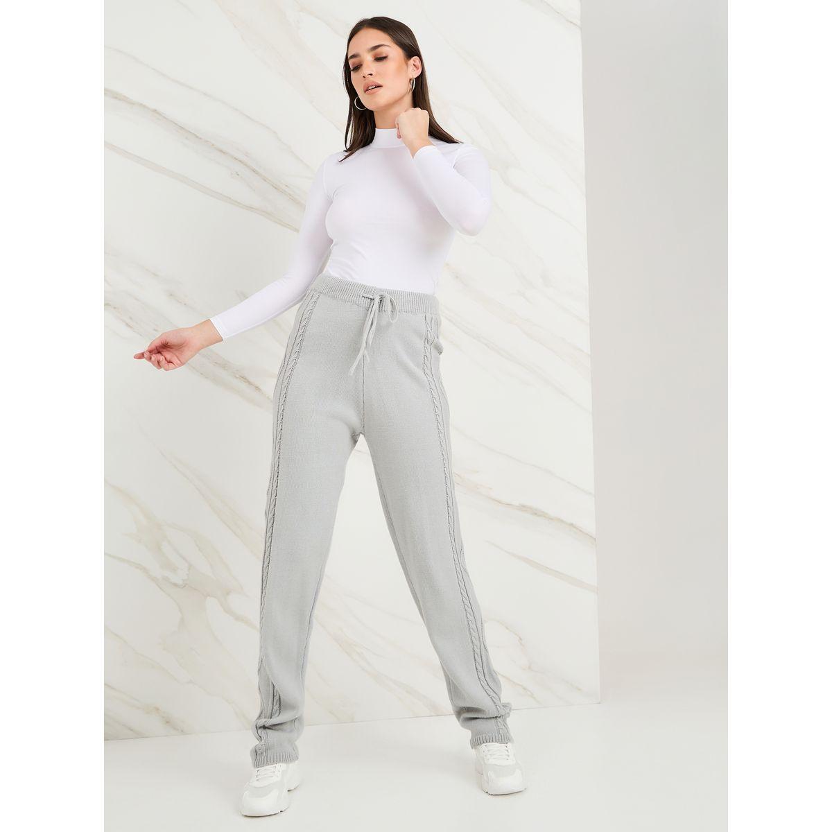 Styli Cable Knit Textured Pants with Drawstring-women-clothing-bottoms-trousers-image-2