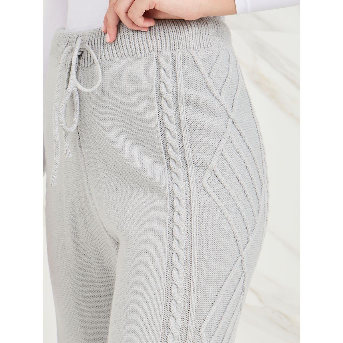 Styli Cable Knit Textured Pants with Drawstring-women-clothing-bottoms-trousers-image-3