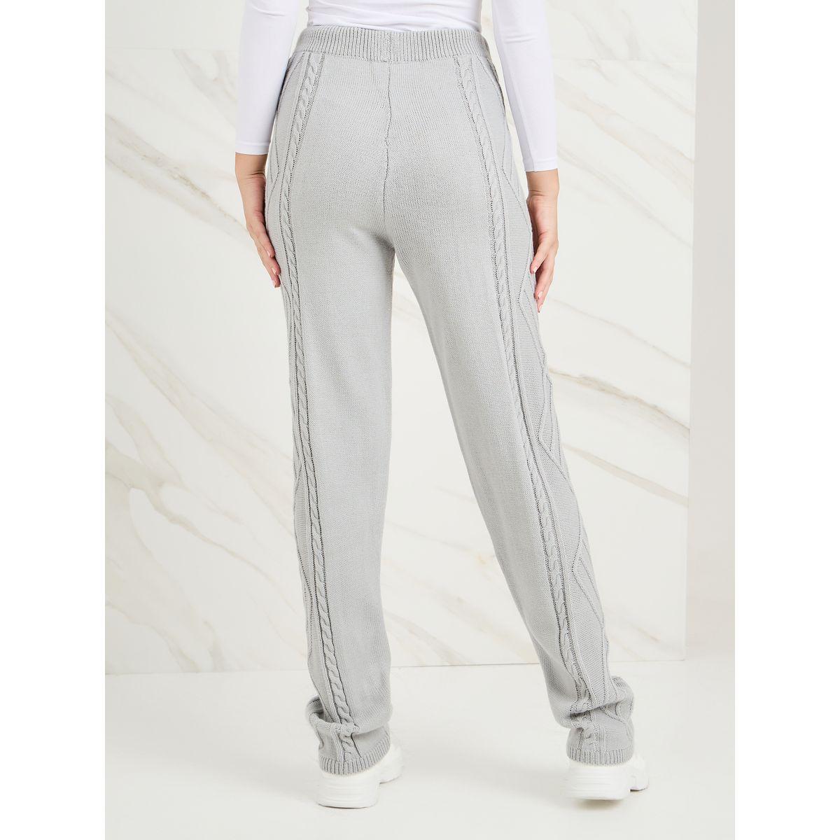 Styli Cable Knit Textured Pants with Drawstring-women-clothing-bottoms-trousers-image-4
