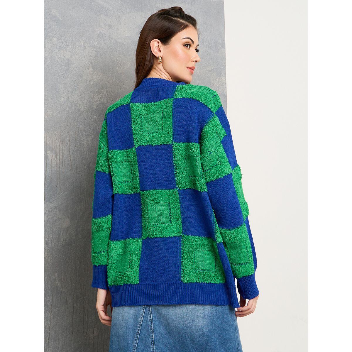 Styli Oversized Checker Pattern Drop Shoulder Sweater-women-clothing-cardigansandjumpers-jumpers-image-4