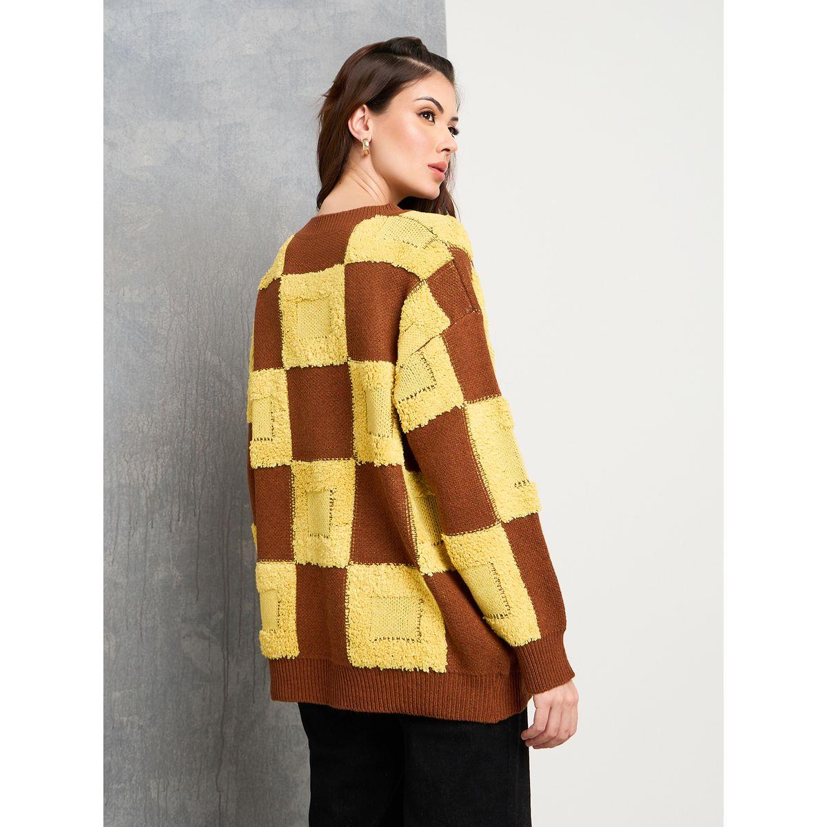 Styli Oversized Checker Pattern Drop Shoulder Sweater-women-clothing-cardigansandjumpers-jumpers-image-4