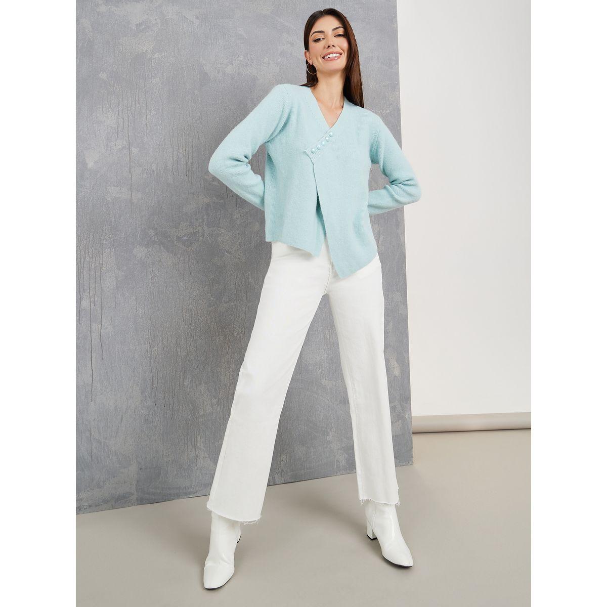 Styli Button Detail Asymmetric Hem Cardigan-women-winterwear-cardigansandjumpers-cardigans-image-2