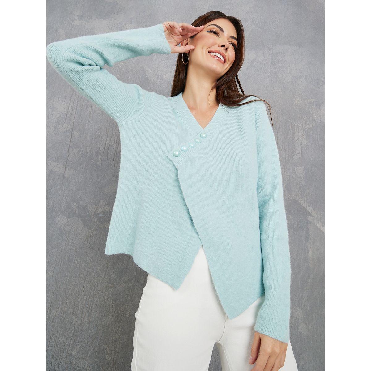 Styli Button Detail Asymmetric Hem Cardigan-women-winterwear-cardigansandjumpers-cardigans-image-6