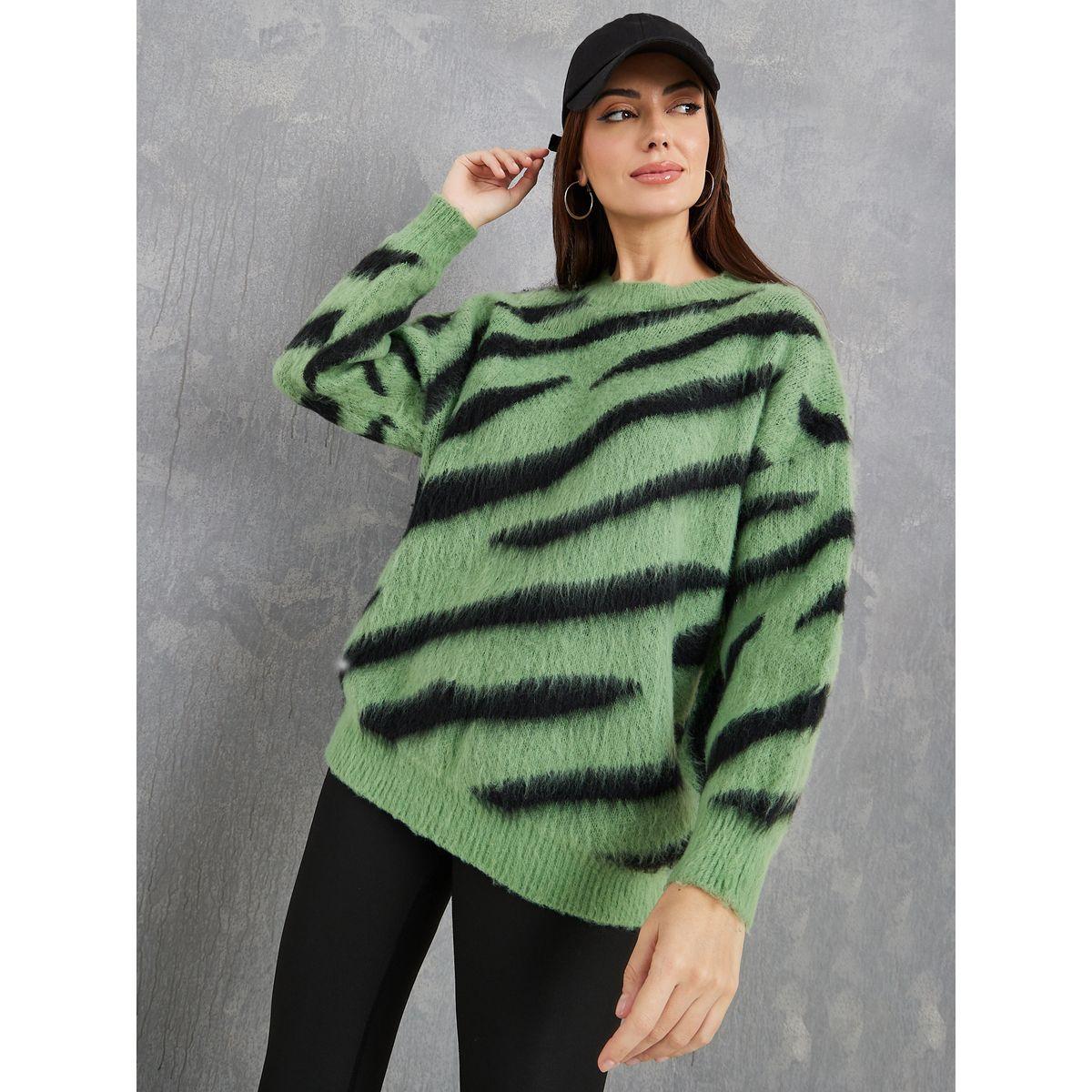 Green shop fluffy sweater