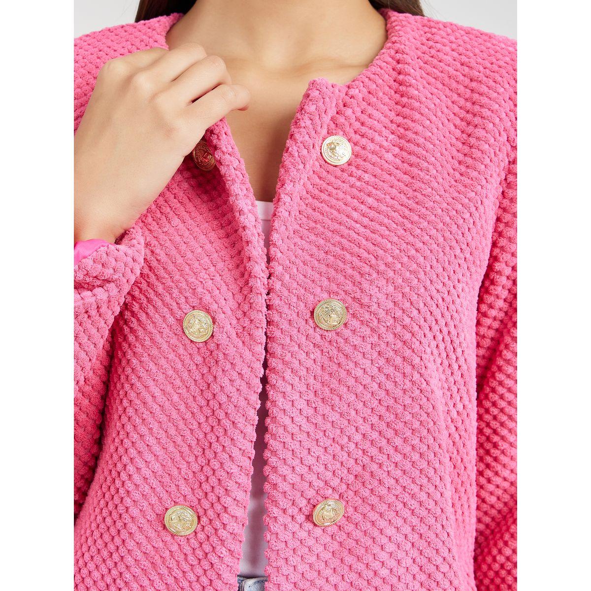 Styli Solid Textured Corduroy Button Up Jacket-women-winterwear-coatsandjackets-jackets-image-3
