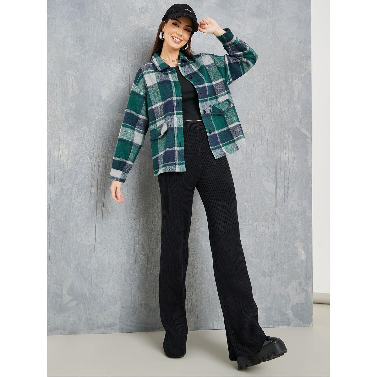 Styli Oversized Checked Pattern Fleece Shirt-women-clothing-shirtsandblouses-shirts-image-2