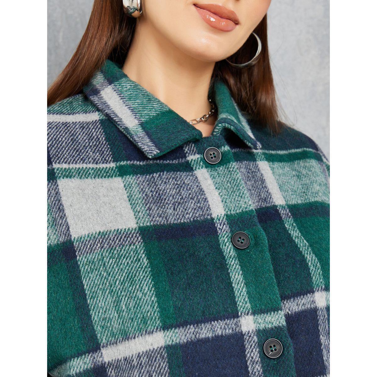 Styli Oversized Checked Pattern Fleece Shirt-women-clothing-shirtsandblouses-shirts-image-4