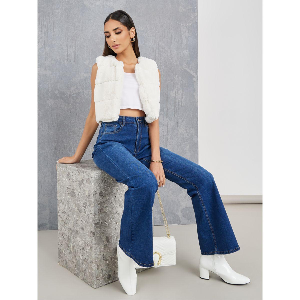 Styli Solid Fluffy Cropped Vest Coat-women-clothing-coatsandjackets-coats-image-1