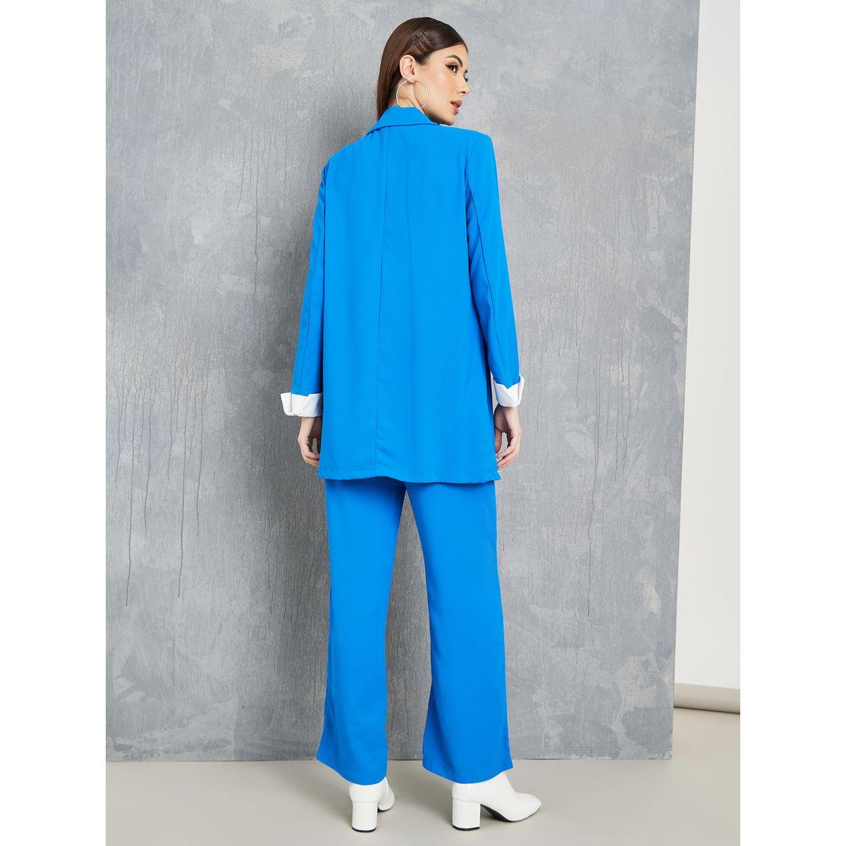 Styli Cuff Contrast Detail Longline Blazer & Trouser Co-Ords-women-clothing-coordsets-image-6