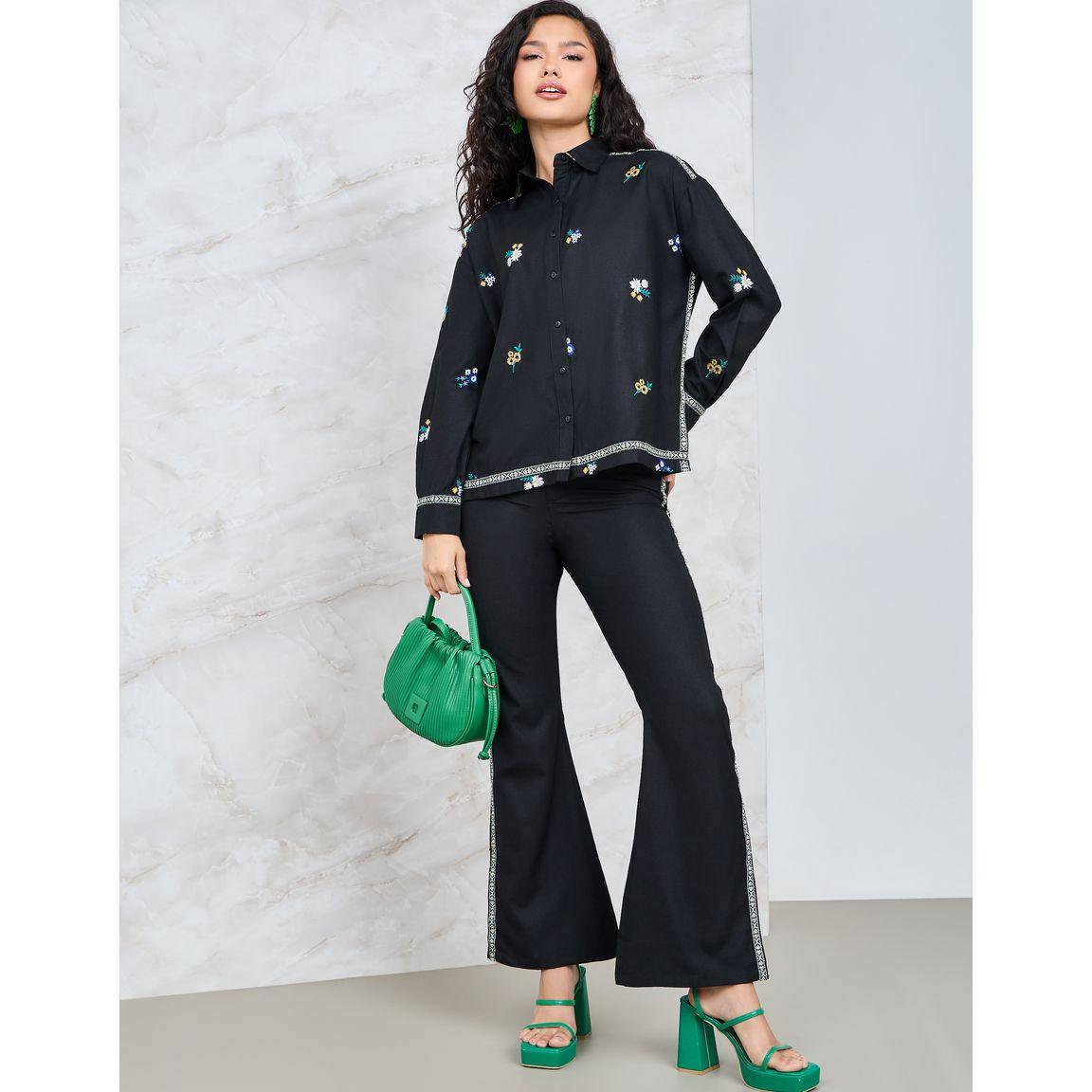 Styli Limited All Over Floral Embroidered Shirt & Flared Pants Co-Ord-women-clothing-coordsets-image-1
