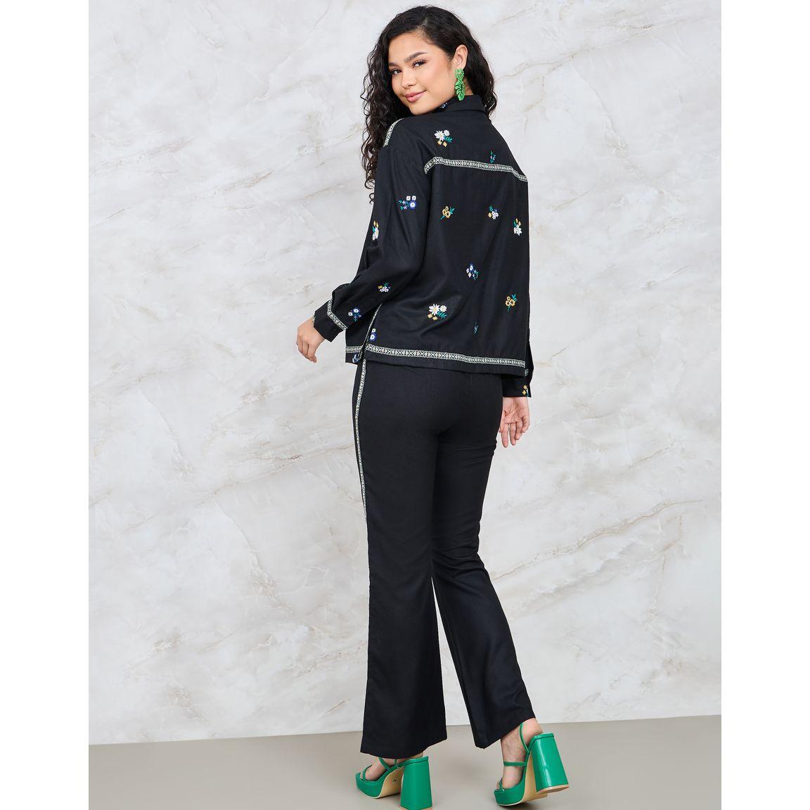 Styli Limited All Over Floral Embroidered Shirt & Flared Pants Co-Ord-women-clothing-coordsets-image-5
