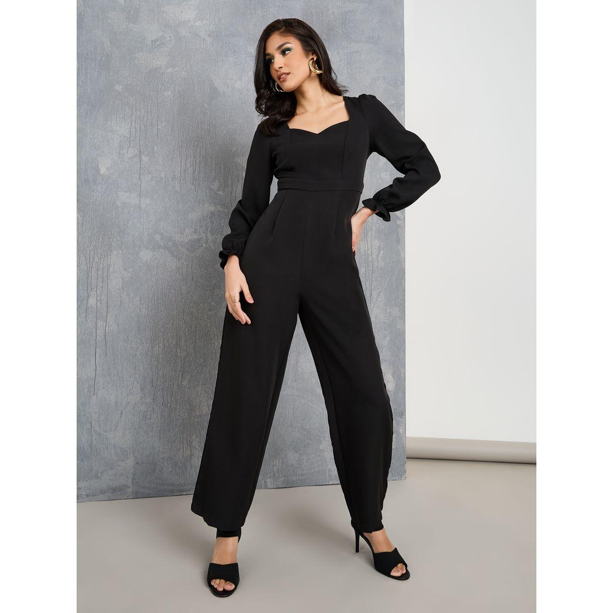 Styli Sweetheart Neck Jumpsuit With Tie Up Back Detail-women-clothing-jumpsuits-image-1