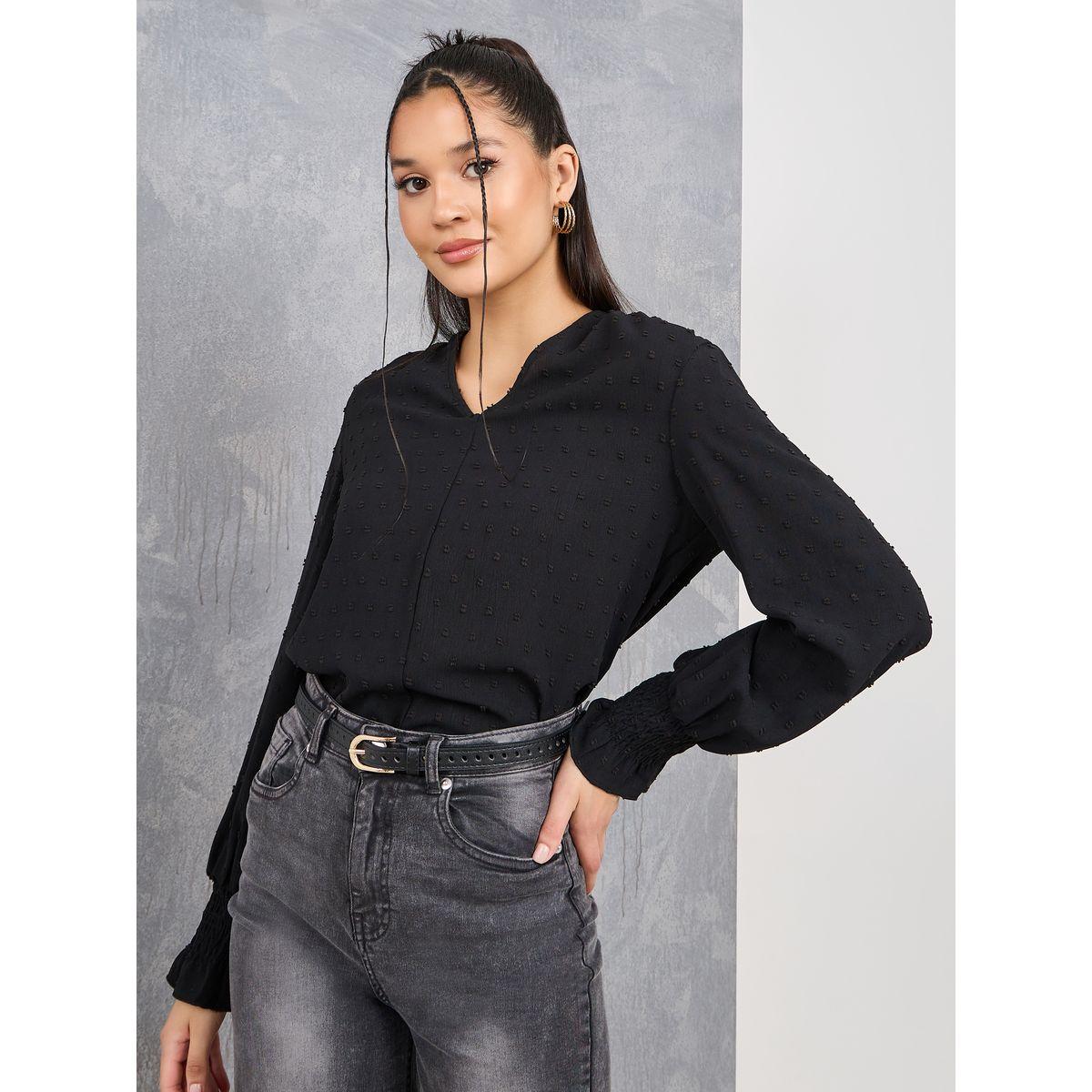 Styli Swiss Dot Detail Relaxed Fit Blouse-women-clothing-shirtsandblouses-blouses-image-2