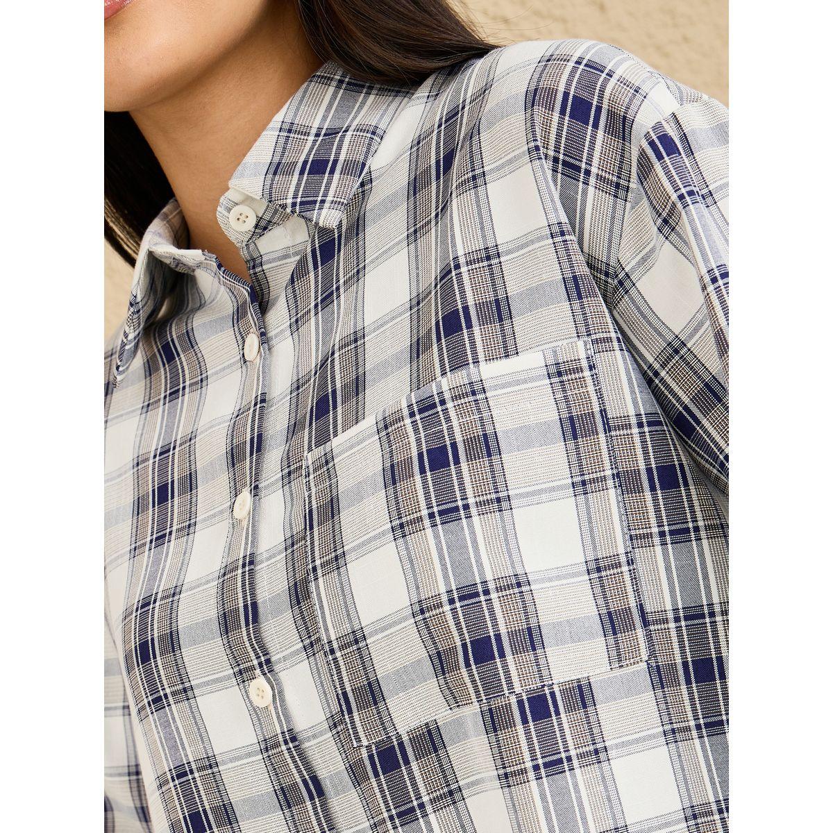Styli Checked Oversized Shirt with Patch Pocket-women-clothing-shirtsandblouses-shirts-image-4