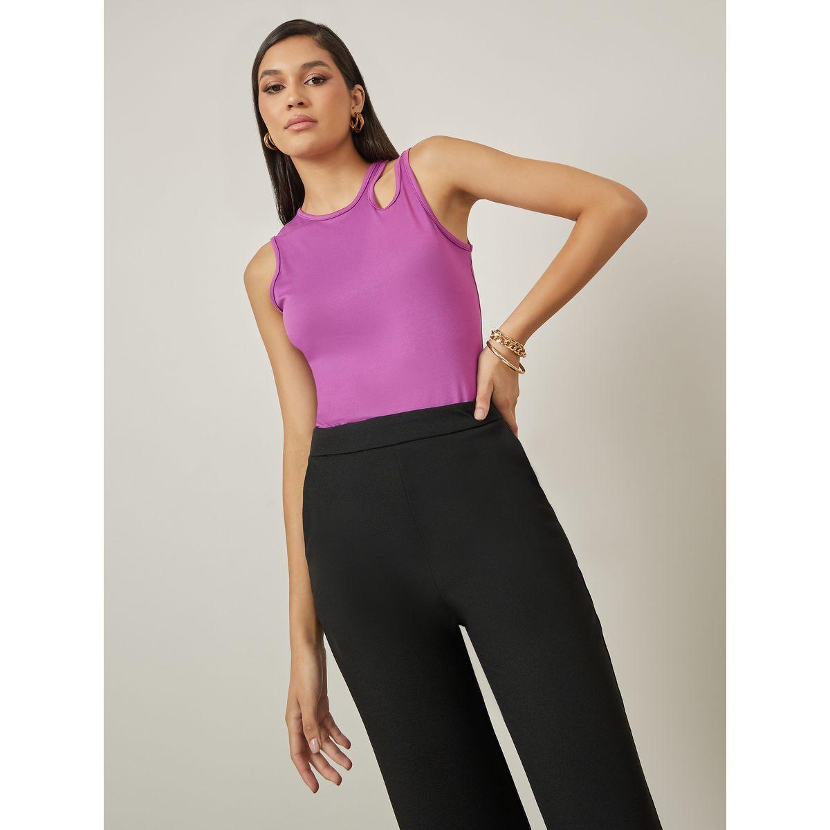 Styli Asymmetric Cut-Out Neck Fitted Bodysuit-women-clothing-tshirts-image-3